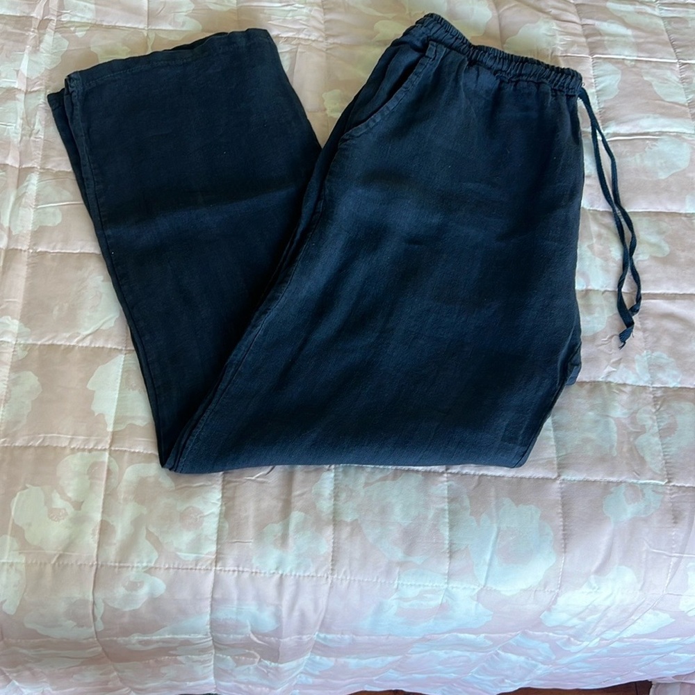 Casual Navy Blue Drawstring Pants